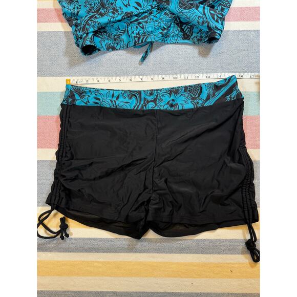 NWT Aqua Eve Boy Short Bikini XL Blue Black Paisley - Picture 6 of 8